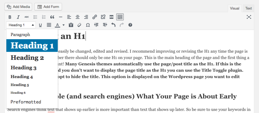Where To Find Your Heading 1 In WordPress